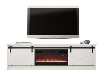 Mirjan24 Mobilier1 - Mueble Tv Charlotte 165, Blanco + Blanco Brillante, N&uacute;mero De Puertas: 0, N&uacute;mero De Cajones: 0, 200x57x35cm, Led