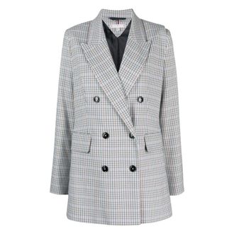 Tommy Hilfiger Small Check Relaxed DB Blazer - Dames - Jassen - Blauw - Maat: M Poliester