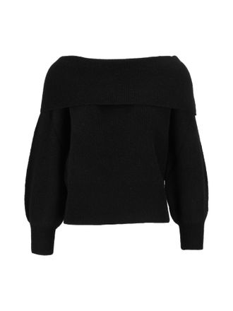 MC2 Saint Barth Black Aliette Soft-00 Fold-Over Neck Sweater
