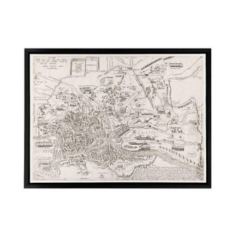Artery8 Map Ligorio Ancient Rome Plan Framed Canvas Wall Art Print in Beige | Size: W24 x H32