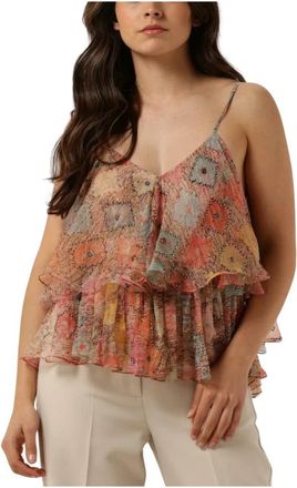 Mes Demoiselles... Feestelijke tops met kralen en ruches - Dames - Tops zonder mouwen - Veelkleurig - M - Tops
