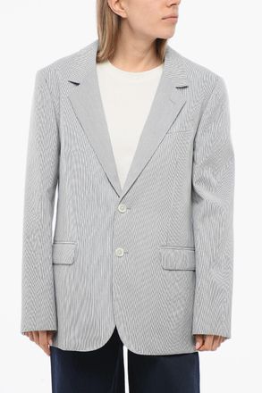 Celine Blazer Gessato con Tasche ad Aletta Celine