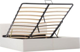 vidaXL Cama Canap&eacute; Hidr&aacute;ulica Cuero Sint&eacute;tico Blanco 160x200 Cm Vidaxl