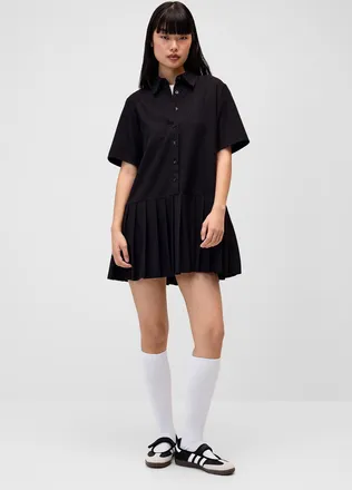 Twik Womens Pleated-skirt shirt-collar dress