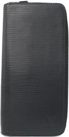 Louis Vuitton Black Leather Long Wallet (Bi-Fold) (Pre-Owned)