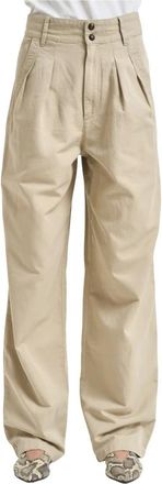 Isabel Marant Broeken, Dames, Beige, S, Katoen, Nadine Wide Broeken