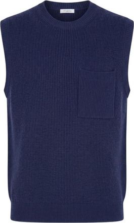 Malo Ribbed Crew-Neck Vest - Heren - Truien - Blauw - Maat: XL Kasjmier
