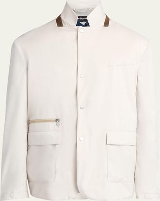 Kiton Mens Leather Full-Zip Overshirt Jacket