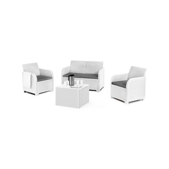 Dmora Dmora - Sal&oacute;n De Exterior Barrhead, Sal&oacute;n Al Aire Libre, Conjunto De Balc&oacute;n O Jard&iacute;n, Composici&oacute;n De Sal&oacute;n Exterior, 113x65 H74 Cm, Blanco