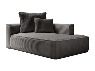 Vente-Unique Chaise longue derecha de pana gruesa gris antracita PINETA