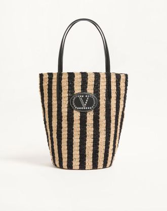 Valentino Garavani Borsa shopping Valentino Garavani in rafia a righe Donna NATURALE UNI