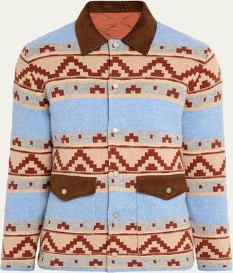 Guest In Residence Mens Cashmere and Wool Corduroy-Trim Shirt Jacket