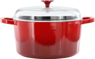 Crock-pot Artisan 7 Quart Enameled Cast Iron Dutch Oven in Red with Borosilcate Lid