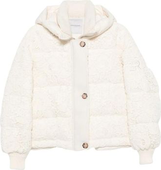 Ermanno Scervino Lace Detailed Padded Jacket - Dames - Winterjassen - Wit - S - Jassen
