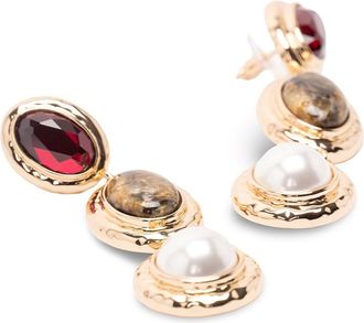 Self Portrait Enamel Gold Tiered Earrings