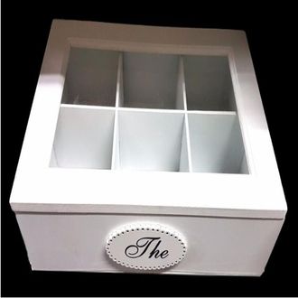 Trade Shop Trade Shop - Porta Oggetti Mini Vetrinetta 6 Scomparti The Legno Shabby Chic Arredamento