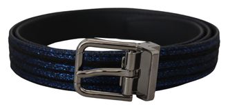 Dolce & Gabbana Mens Glitter Leather Belt - Navy - Size 90 cm