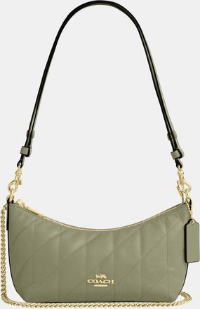 Coach Womens Caitlin Shoulder Bag With Quilting - Green Leather - One Size