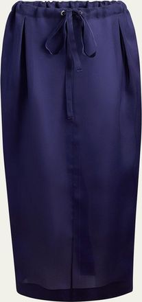 Khaite Chenton Long Drawcord Silk Skirt