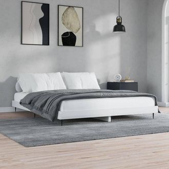 vidaXL Estructura De Cama Madera De Ingenier&iacute;a Blanco Brillo 120x200cm Vidaxl