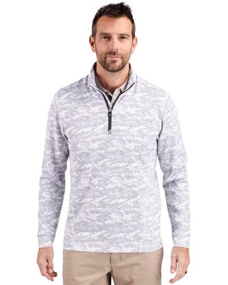 Cutter & Buck Traverse Camo Print Stretch Quarter Zip Mens Pullover Jacket