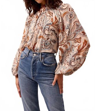 Marie Oliver Scottie Paisley Print Crinkle Chiffon Printed Top In Trinity
