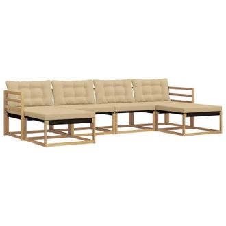 vidaXL Conjunto De Sof&aacute;s De Exterior Con Coj&iacute;n 6 Pcs Y Beige Vidaxl