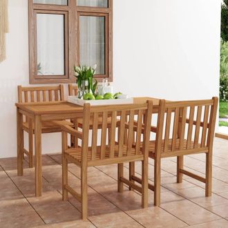 vidaXL Conjunto De Comedor De Jard&iacute;n De 5 Piezas, 180 X 90 Cm, Madera Maciza De Teca Vidaxl