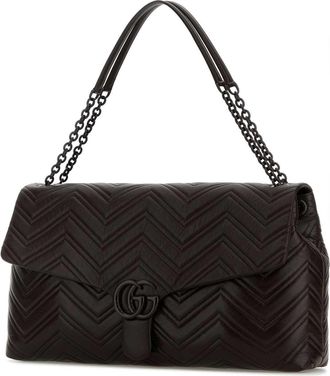 Gucci Womens Gg Marmont Shoulder Bag Black Calf Skinvarnishplexiglass