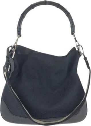 Gucci Pre-owned GG Canvas Leather 2way Bag - Dames - Vintage Schoudertas - Zwart - ONE Size - Leer - Vintage