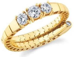 Crislu Pure Flex Graduated Cubic Zirconia Ring in 18Kt Yellow Gold /Clear Stone at Nordstrom, Size Medium