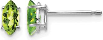 Diamond2Deal 14k White Gold 6x3mm Marquise Peridot earring