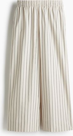 H&M Baumwollhose in 7/8-L&auml;nge - Hellbeige/Gestreift