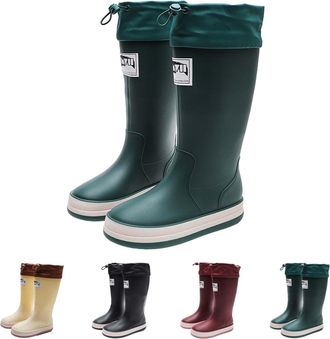 Generic Women Men Wellington Rain Boots Size 7.5, Wellies Slip On Knee High Rainboots Waterproof Garden Muck Boots, Durable Slip Resistant Tall Water Shoes wi