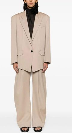 The Attico Womens Single-breasted Virgin Wool Jacket - Tan - Size EU 38 (Womens)