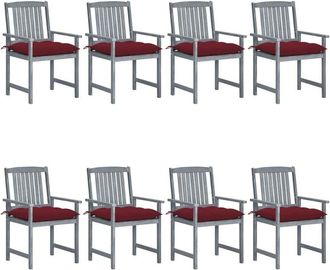 vidaXL Vidaxl - Sillas De Jard&iacute;n Con Cojines 8 Uds Madera Maciza De Acacia Gris