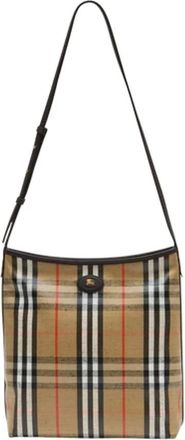 Burberry Tassen, Dames, Beige, ONE Size, Katoen, Small Highlands Shoulder Bag