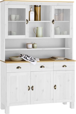 HOME AFFAIRE Küchenbuffet »Oslo« 125 cm breit, aus massiver Kiefer, mit 2 Glastüren, Metallgriffe