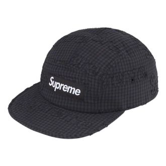 SUPREME SS26 Monogram Gingham Camp Cap Black SUP-SS26-1051-BLK