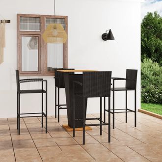 vidaXL Conjunto De Bar Para Jard&iacute;n 5 Piezas Negro Vidaxl