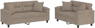 vidaXL Juego De Sof&aacute;s Con Cojines 2 Piezas Tela Microfibra Gris Taupe Vidaxl