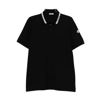 Moncler Collar Detail Polo - male - Moncler - Polo Shirts - Black - 2XL - Tops