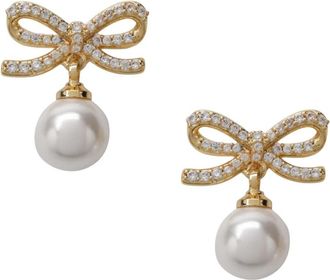 Self Portrait Oorstekers met Strik en Parels - Dames - Oorbellen - Geel - ONE Size - Accessoires
