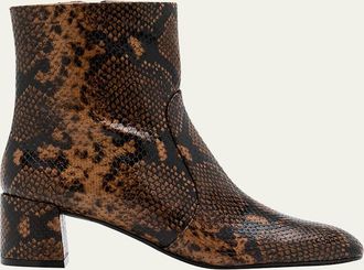 Stuart Weitzman Maeve Snake-Printed Leather Booties