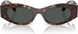 Versace 51mm Oval Sunglasses in Havana/dark Grey at Nordstrom