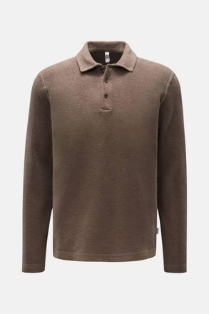 04651/ Mens Long Sleeve Polo Shirt In Taupe