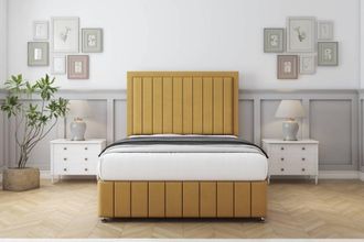 Comfort Beds Arizona Plush Divan Set 2 Drawers-54 Headboard-Footboard in Mustard | Size: Small Double