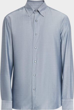 Brioni Mens Cotton Twill Classic-Fit Sport Shirt