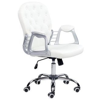 Beliani Beliani - Silla De Oficina Reclinable De Piel Sint&eacute;tica Blanco Plateado Negro Giratorio Princess