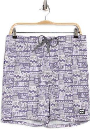 Billabong Allover Logo Volley Swim Trunks in Mulled Grape at Nordstrom Rack, Size X-Large
